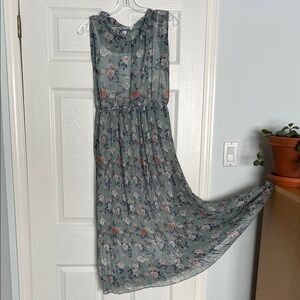 Floral Sleeveless Dress - blue